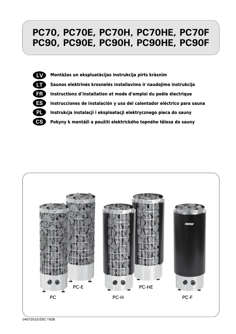Image de la première page du manuel de l'appareil Cilindro PC70HE HPCE700400H