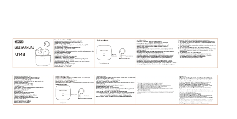 Page n°1 - Manuel utilisateur DUDAO U14B