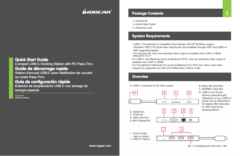 Page n°1 - Manuel utilisateur iogear GUD3C03