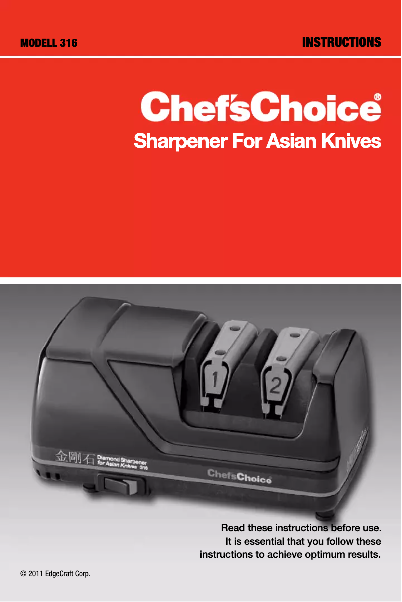Page 1 de la notice Manuel utilisateur Chef's Choice Asian 316