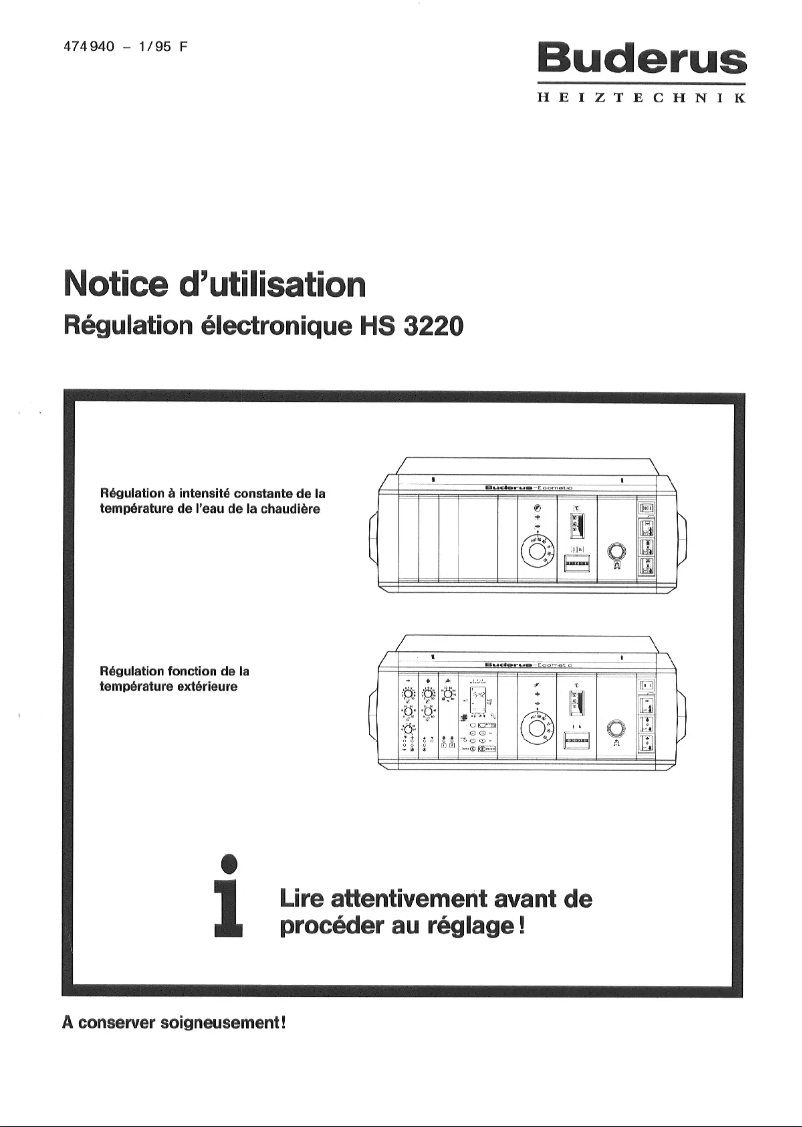 Page n°1 - Manuel utilisateur Buderus HS 3220