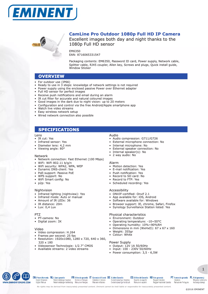 Página 1 del manual Manual de usuario Eminent EM6350