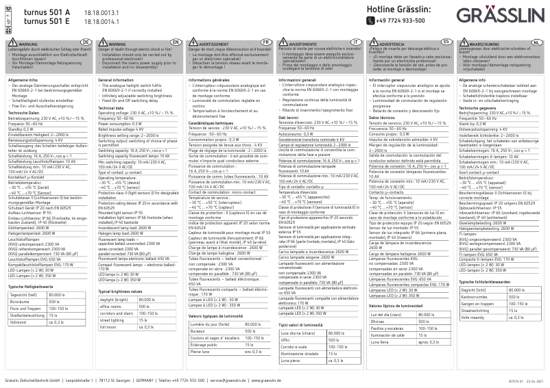 Image de la première page du manuel de l'appareil turnus 501 A