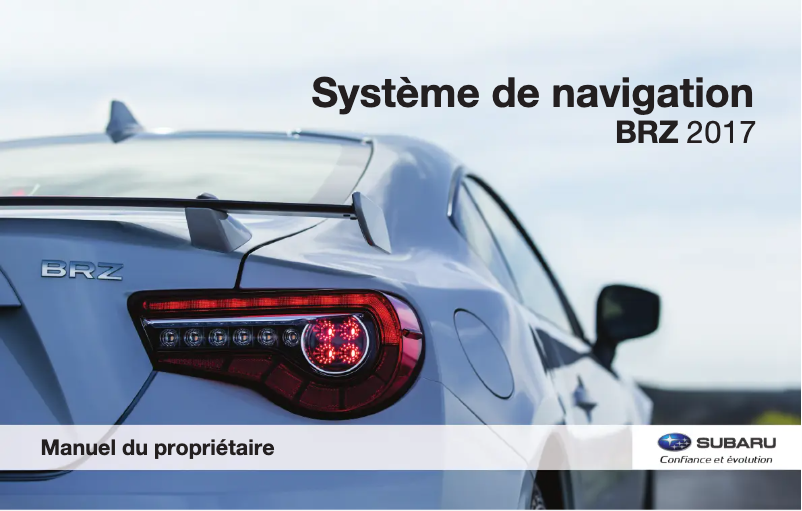 Page 1 de la notice Manuel utilisateur Subaru BRZ (2017)