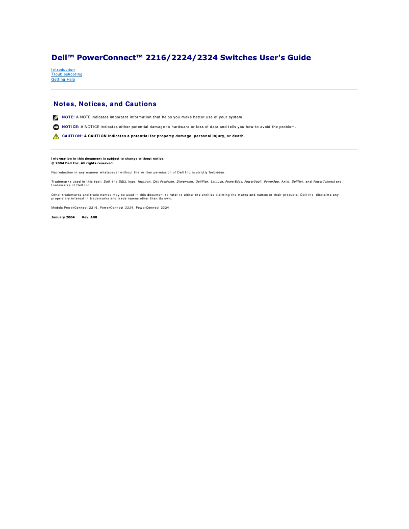 Image de la première page du manuel de l'appareil PowerConnect 2224