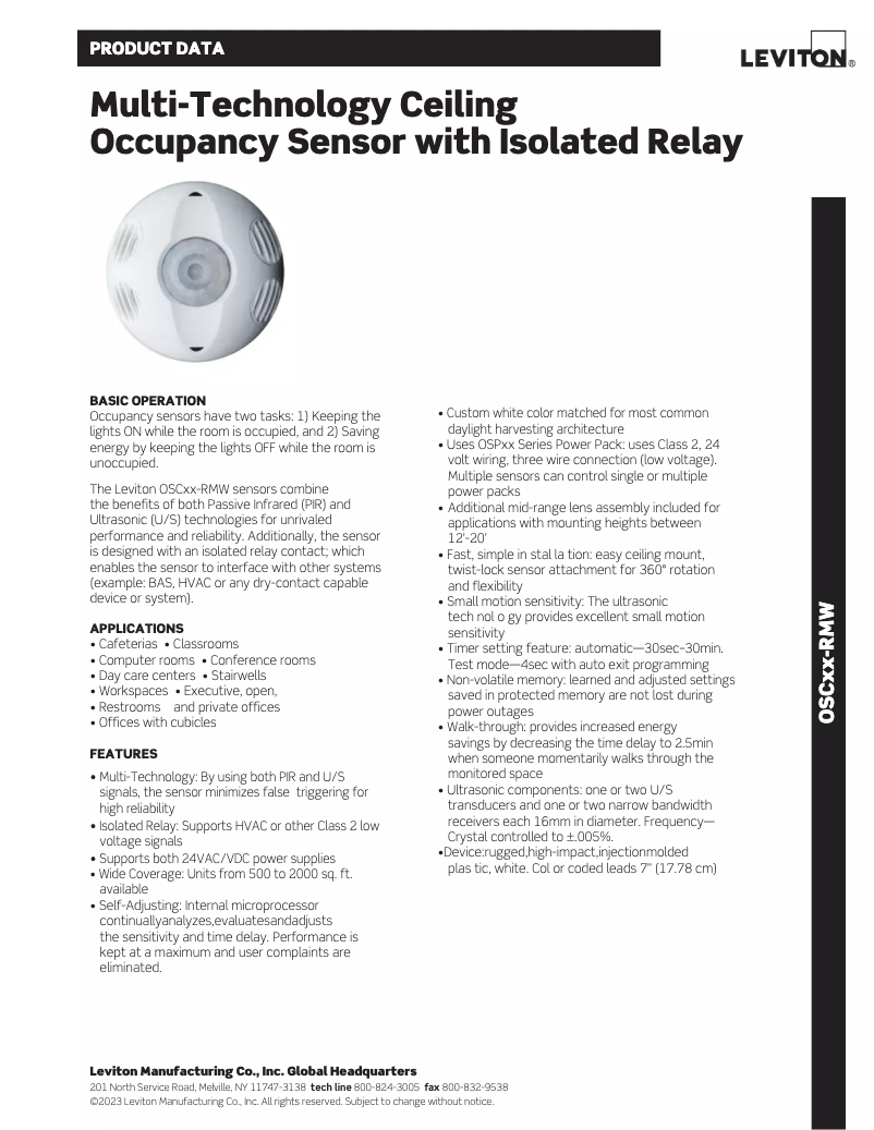 Page n°1 - Manuel utilisateur Leviton OSC20-RMW