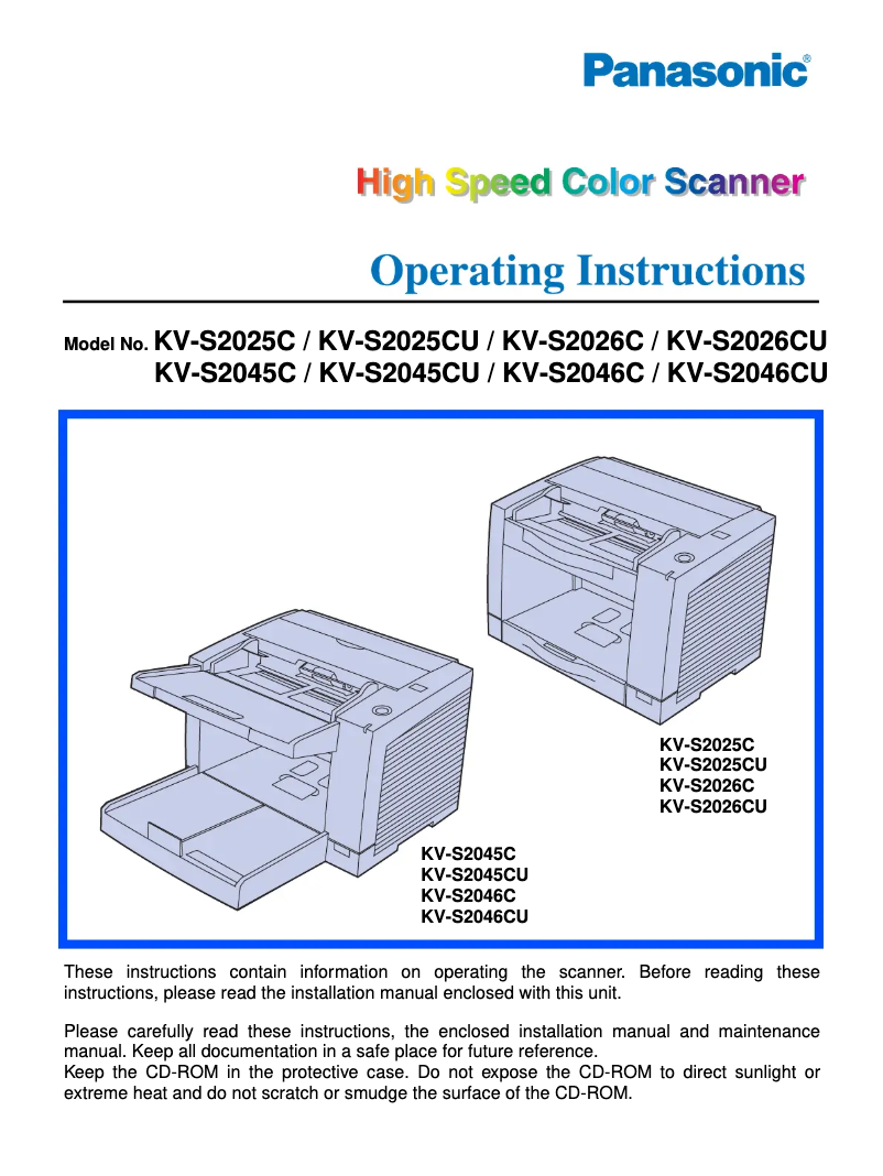 Image de la première page du manuel de l'appareil KV-S2045CU