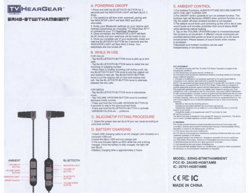 Page n°1 - Manuel utilisateur Lucid Audio TV HearGear