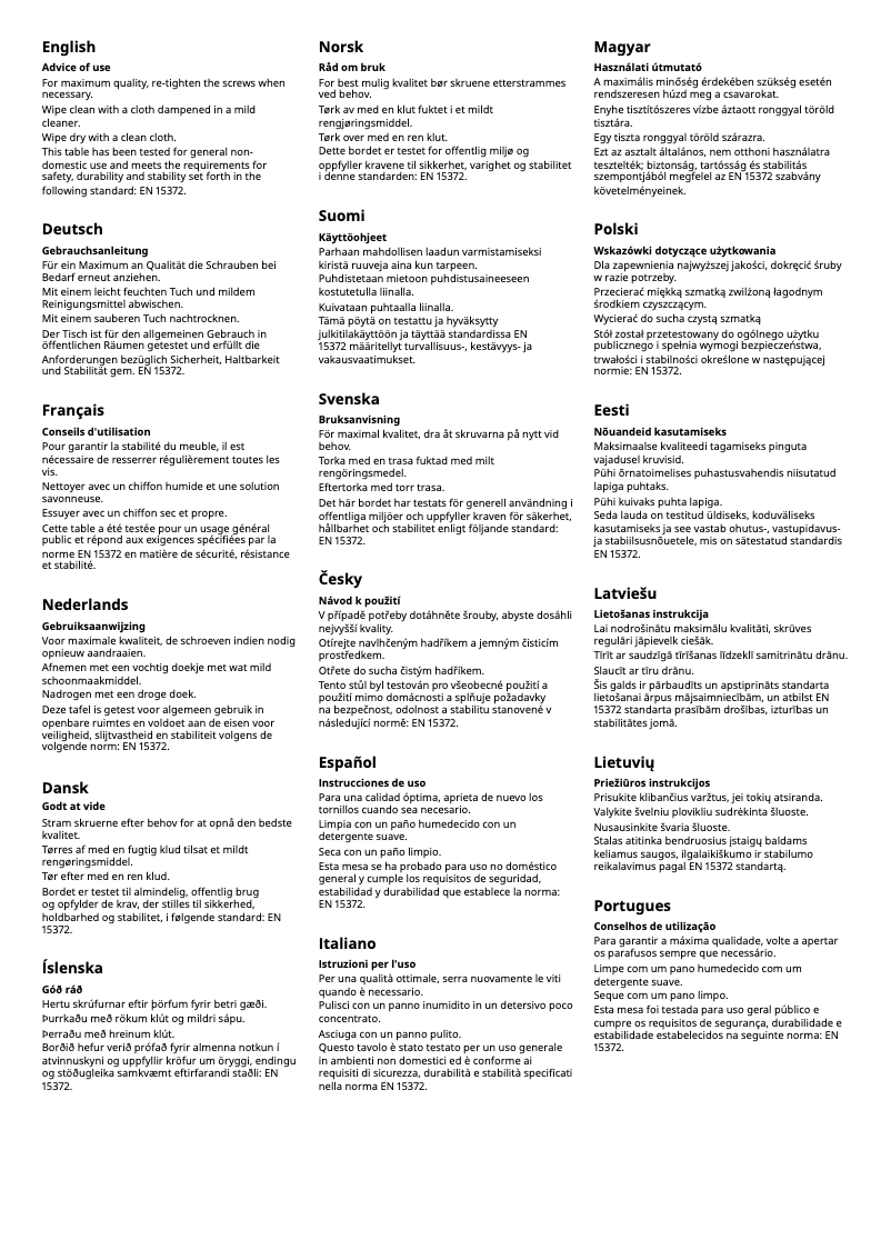 Page 1 de la notice Manuel utilisateur Ikea LISABO 803.657.17