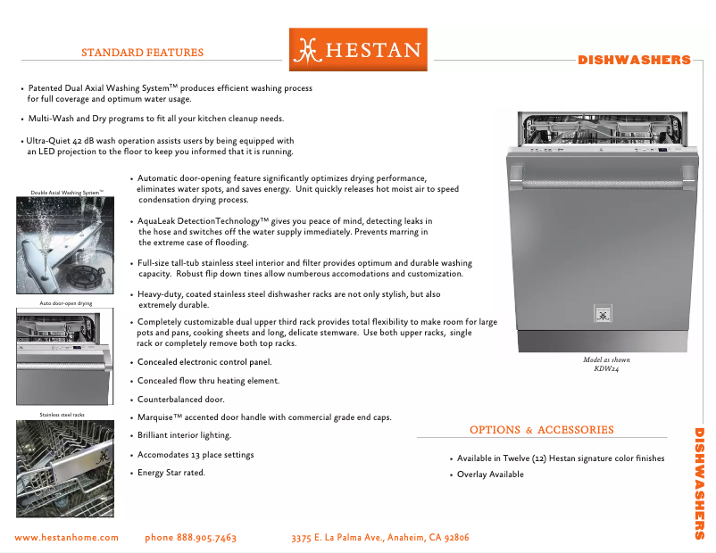 Page 1 de la notice Fiche technique Hestan KDW24BK