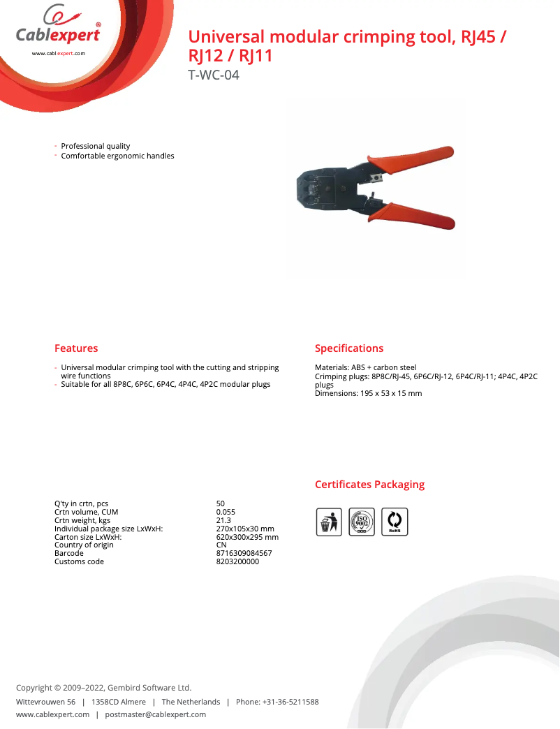 Página 1 del manual Manual de usuario Gembird T-WC-04