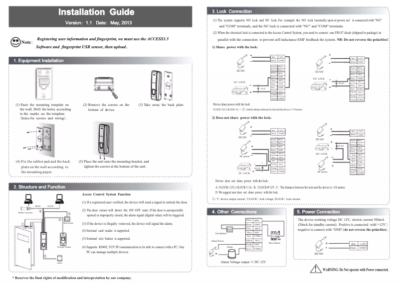 Página 1 del manual Manual de usuario ZKSoftware TF1600