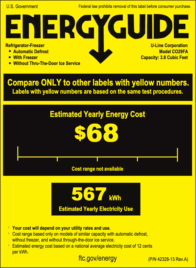 Page n°1 - Label énergétique U-Line U-CO29FB-00A