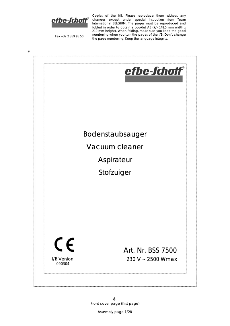 Página 1 del manual Manual de usuario Efbe-Schott BSS 7500