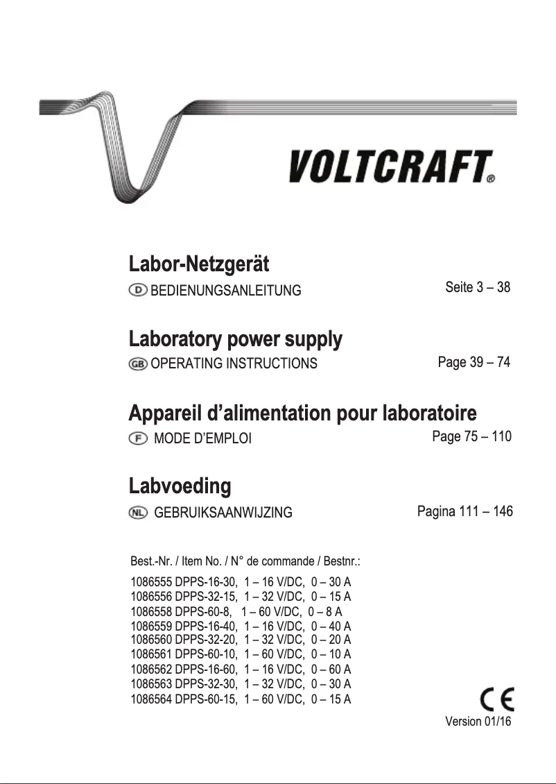 Page 1 de la notice Manuel utilisateur Voltcraft DPPS-32-15