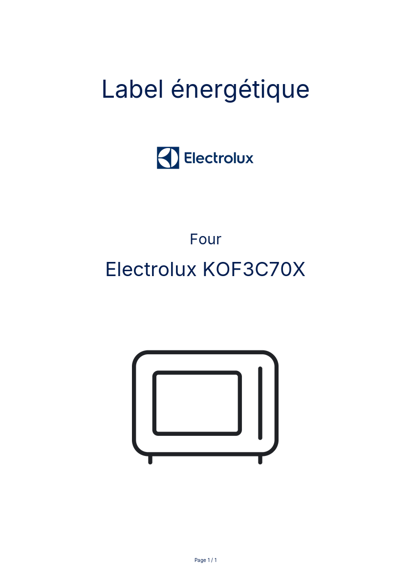 Page n°1 - Label énergétique Electrolux KOF3C70X