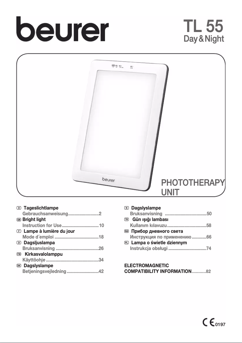 Page 1 de la notice Manuel utilisateur Beurer TL55