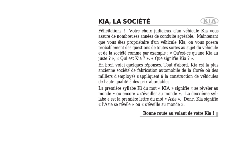 Page 1 de la notice Manuel utilisateur Kia Sportage (2006)