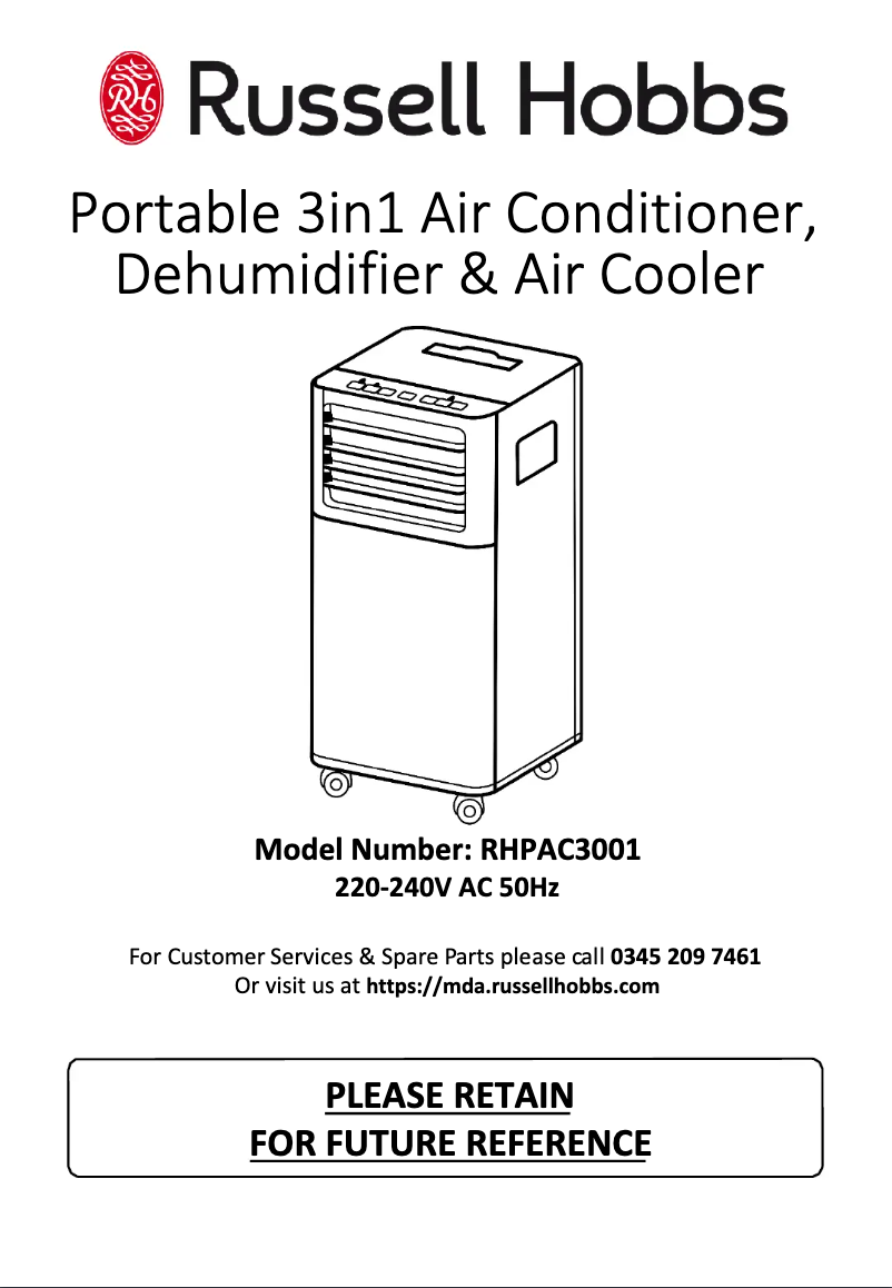 Page n°1 - Manuel utilisateur Russell Hobbs RHPAC3001