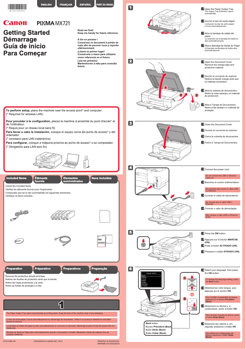 Image de la première page du manuel de l'appareil PIXMA MX721