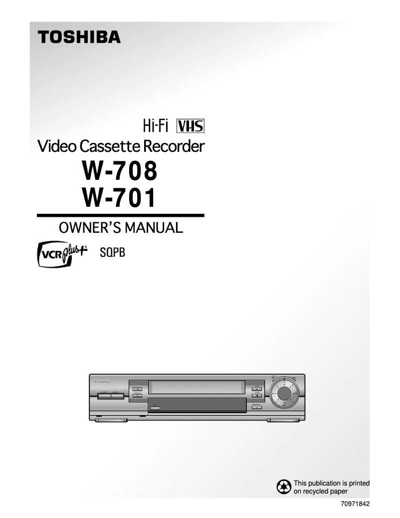 Page 1 de la notice Manuel utilisateur Toshiba W 708