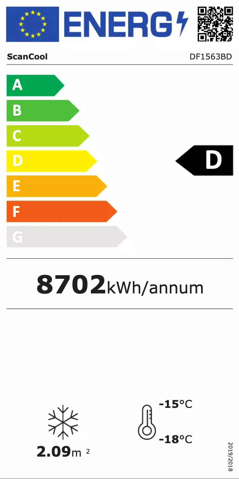 Page 1 de la notice Label énergétique Scancool DF1563BD