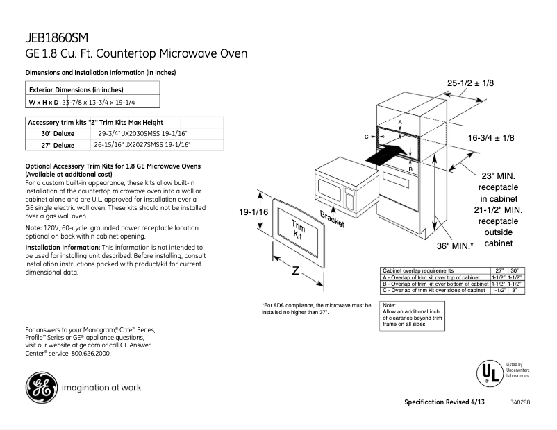 Imagen de la primera página del manual del dispositivo JEB1860SMSS