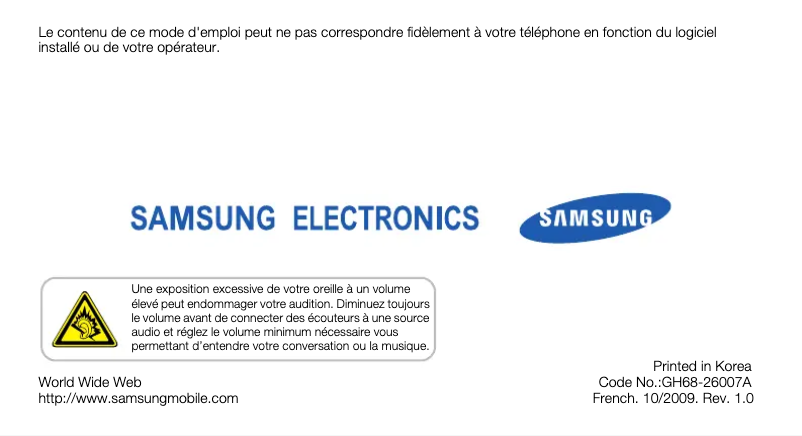 Image de la première page du manuel de l'appareil Corby Pro GT-B5310
