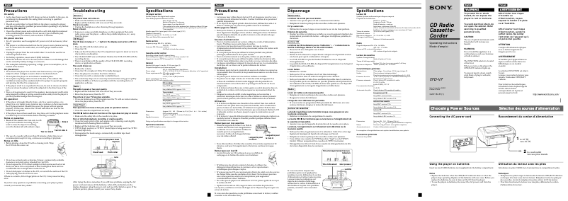 Page 1 de la notice Manuel utilisateur Sony CFD-V7