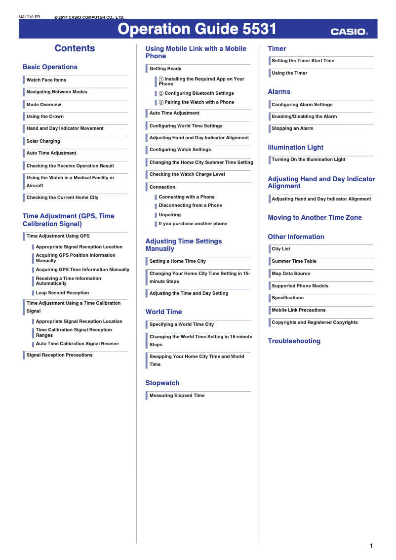 Page 1 de la notice Manuel utilisateur Casio G-Shock MRG-G2000HB-1ADR