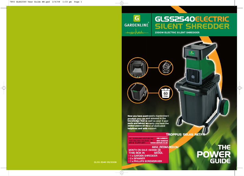 Page 1 de la notice Manuel utilisateur Gardenline GLSS 2540