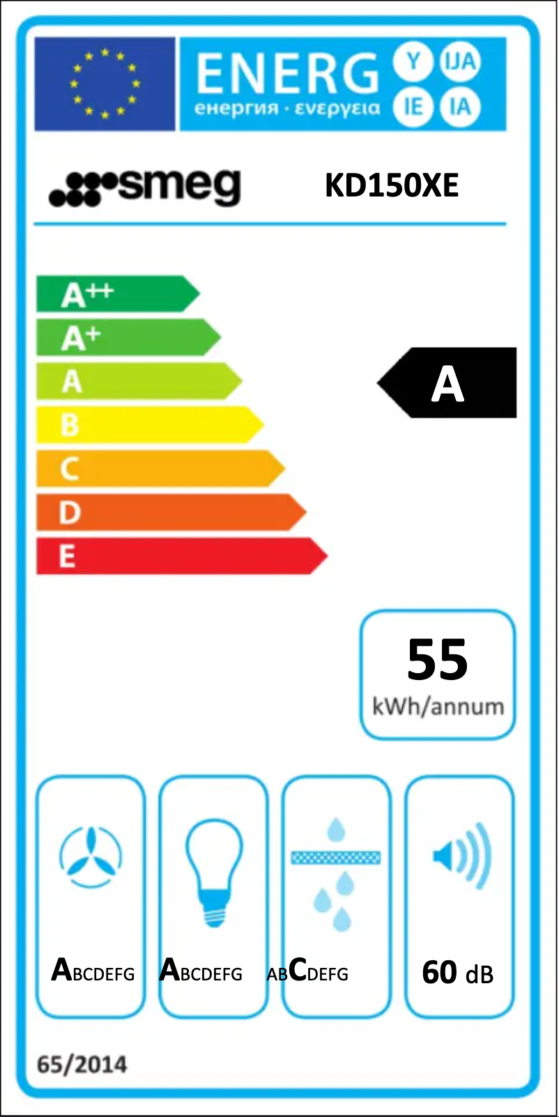 Page n°1 - Label énergétique Smeg KD150XE