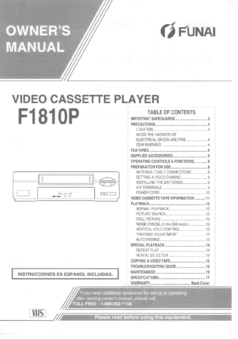 Page 1 de la notice Manuel utilisateur Funai F1810P