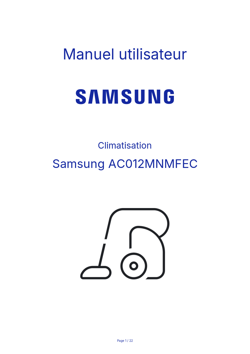 Image de la première page du manuel de l'appareil AC012MNMFEC
