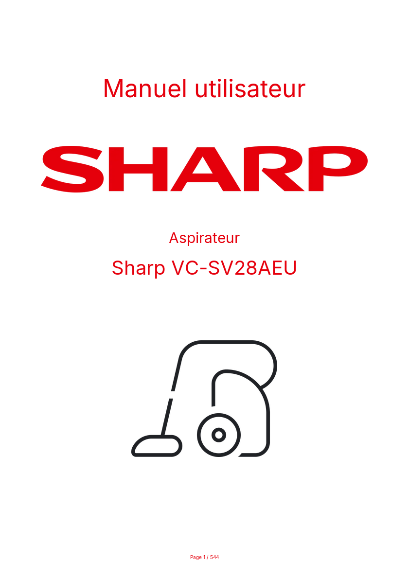 Page n°1 - Manuel utilisateur Sharp VC-SV28AEU