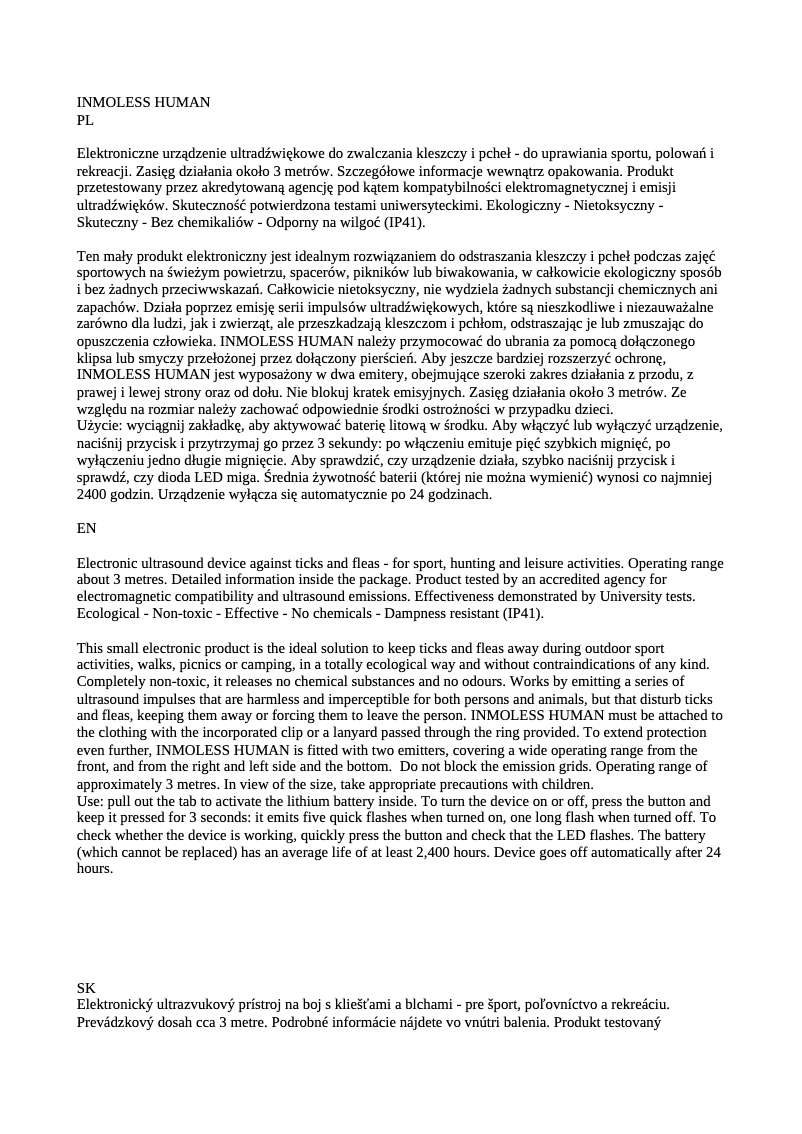 Image de la première page du manuel de l'appareil HUMAN