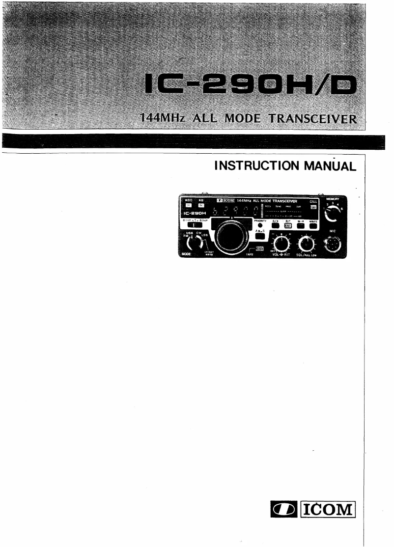 Page n°1 - Manuel utilisateur ICOM IC-290H