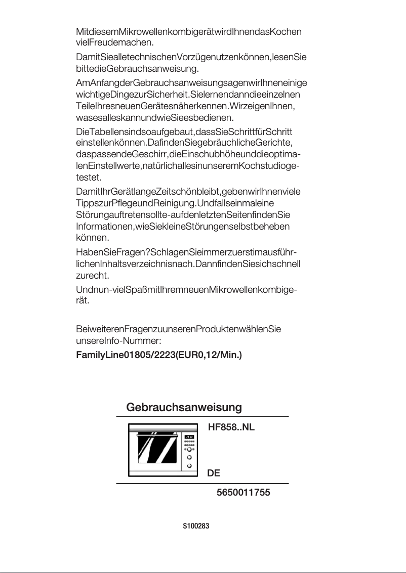 Page 1 de la notice Manuel utilisateur Siemens HF85965