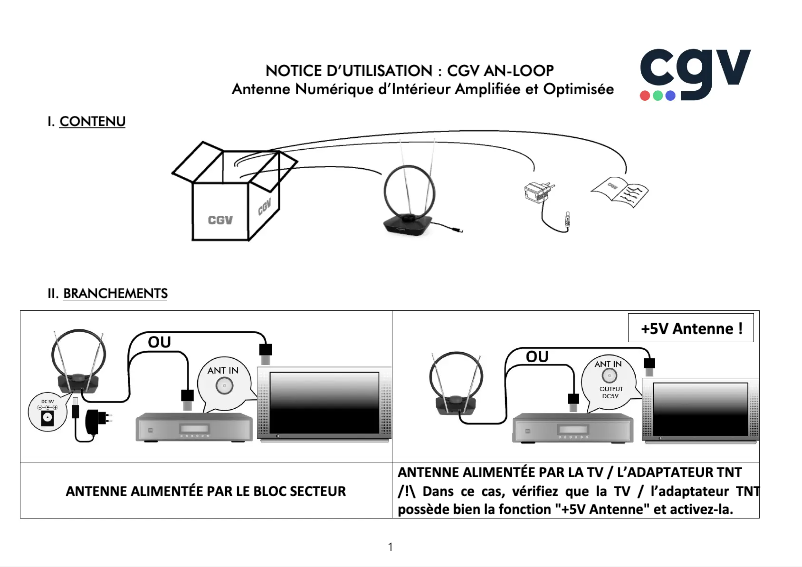 Page n°1 - Manuel utilisateur CGV AN-Loop