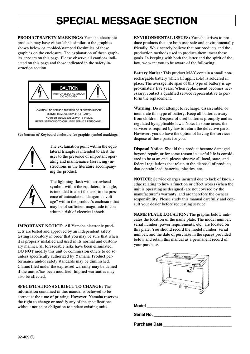 Page 1 de la notice Manuel utilisateur Yamaha Clavinova CLP-152S