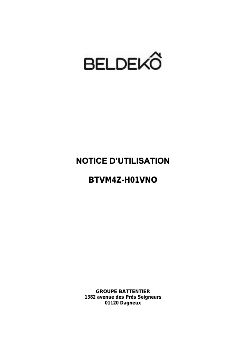 Page 1 de la notice Manuel utilisateur Beldeko BTVM4Z-H01VNO