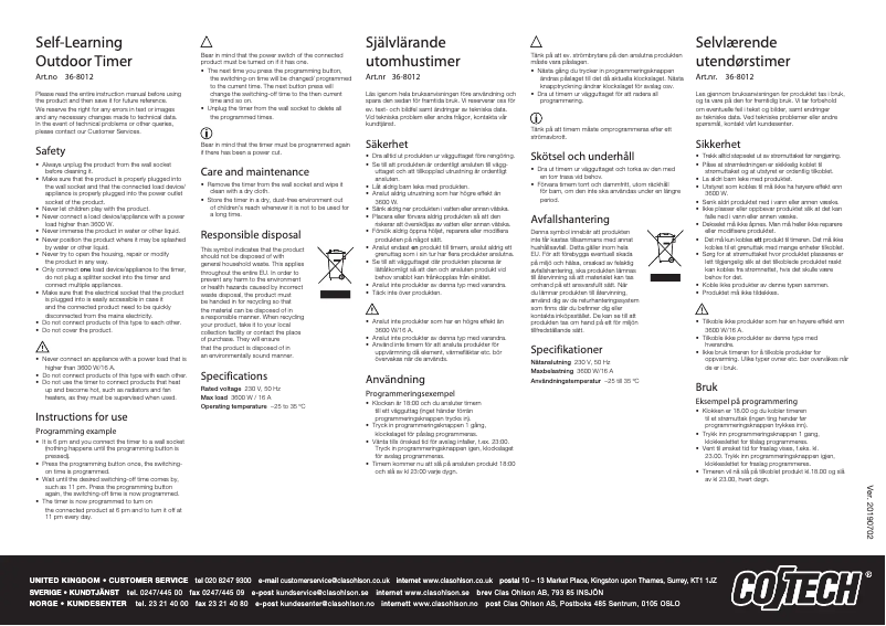 Page n°1 - Manuel utilisateur Cotech 36-8012