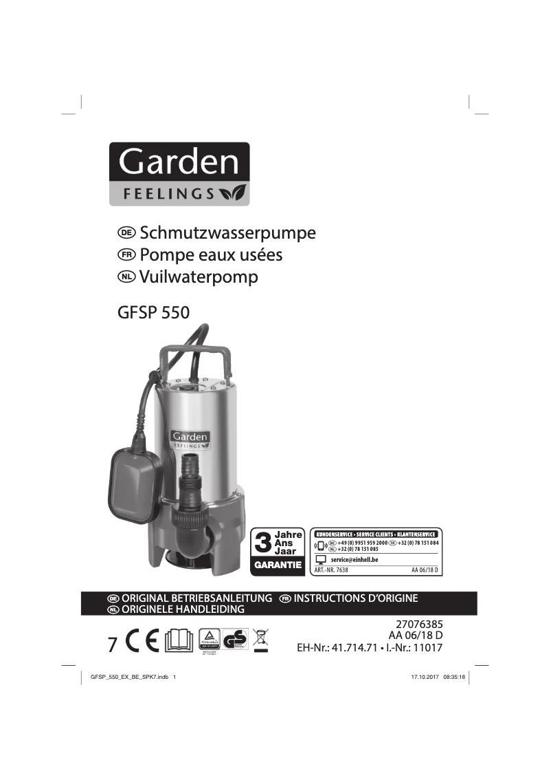 Page 1 de la notice Manuel utilisateur Garden Feelings GFSP 550