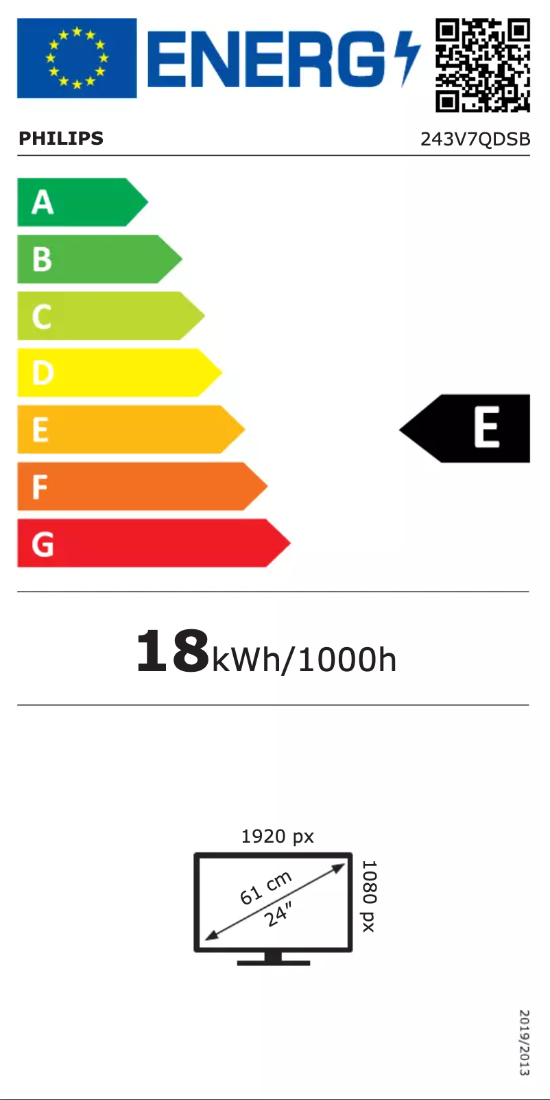Page n°1 - Label énergétique Philips V Line 243V7QDSB