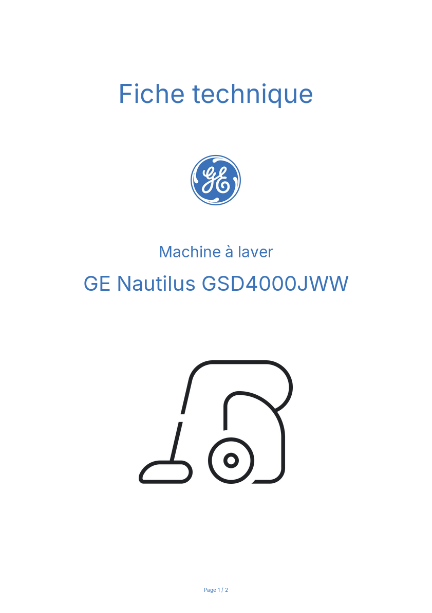 Image de la première page du manuel de l'appareil Nautilus GSD4000JWW