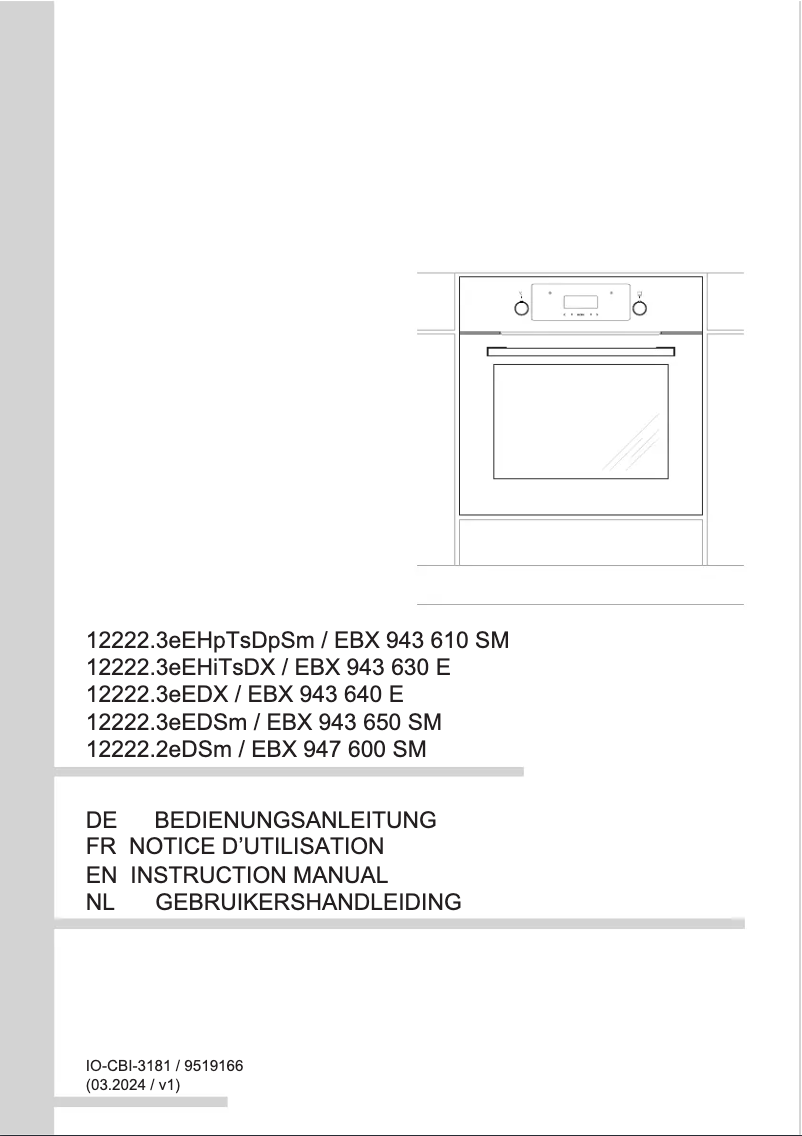 Page n°1 - Manuel utilisateur Amica EBX 943 610 SM