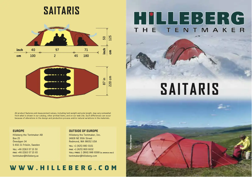 Page n°1 - Manuel utilisateur Hilleberg Saitaris