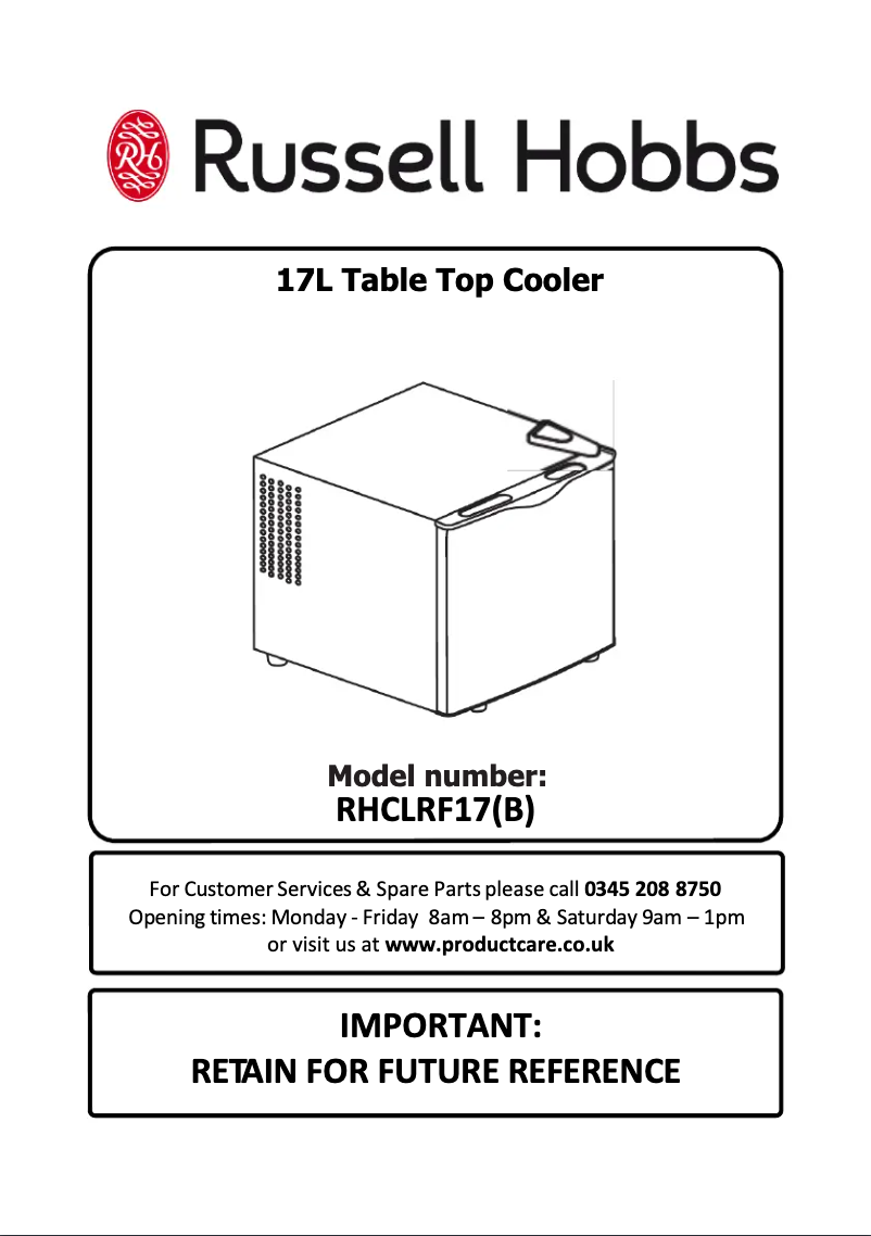 Page 1 de la notice Manuel utilisateur Russell Hobbs RHCLRF17B