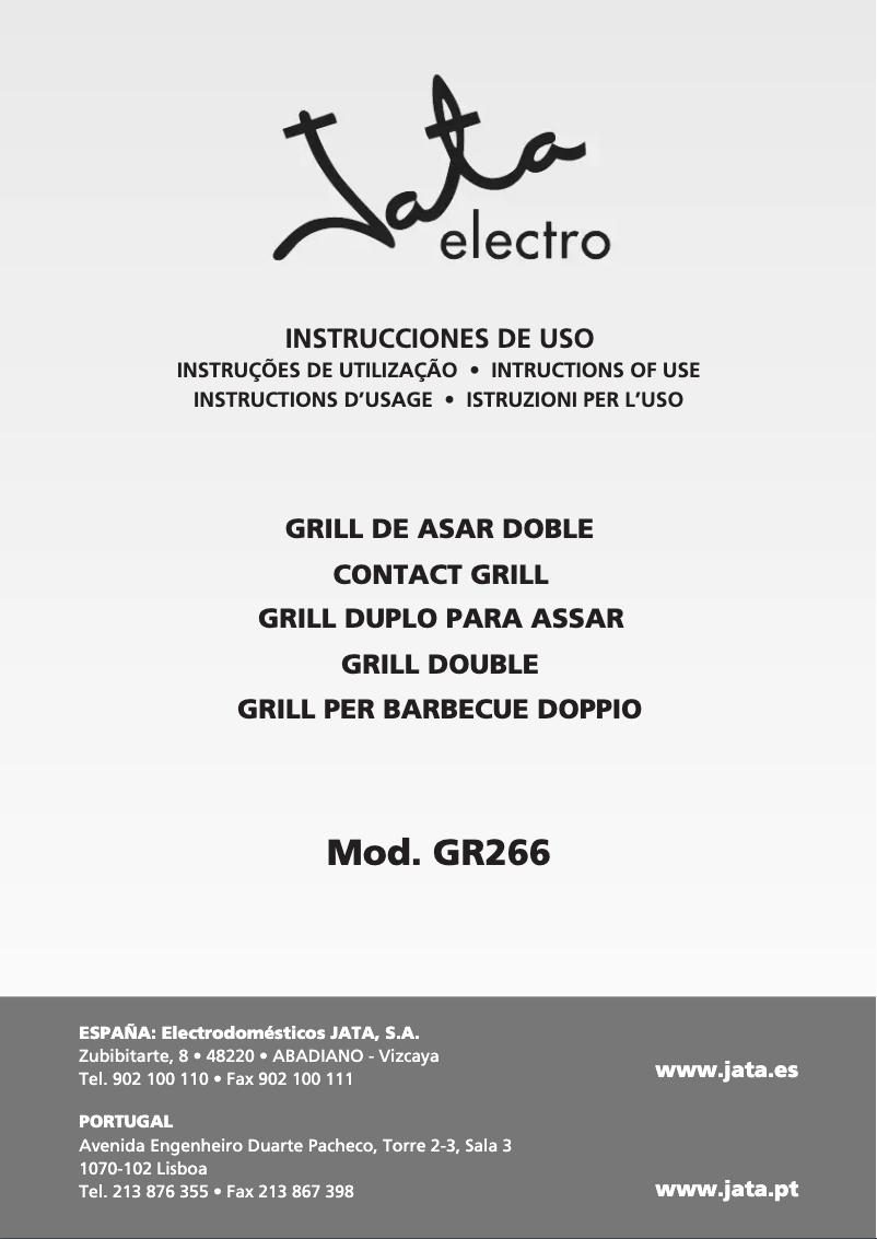 Page 1 de la notice Manuel utilisateur Jata GR266