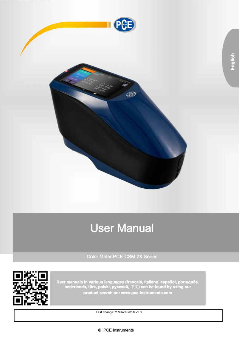 Image de la première page du manuel de l'appareil PCE-CSM 20